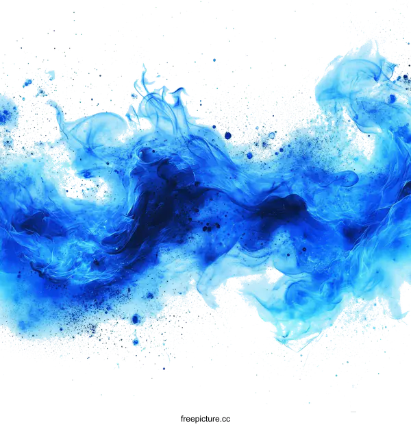 [Transparent Background PNG]Abstract Blue Ink Flow Art Design