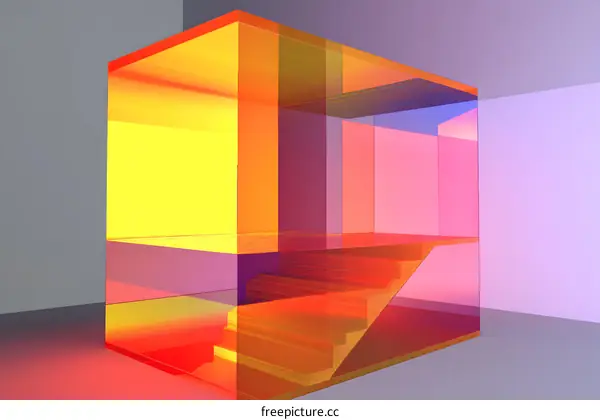 Glass Cube with Stairs Minimalist Design