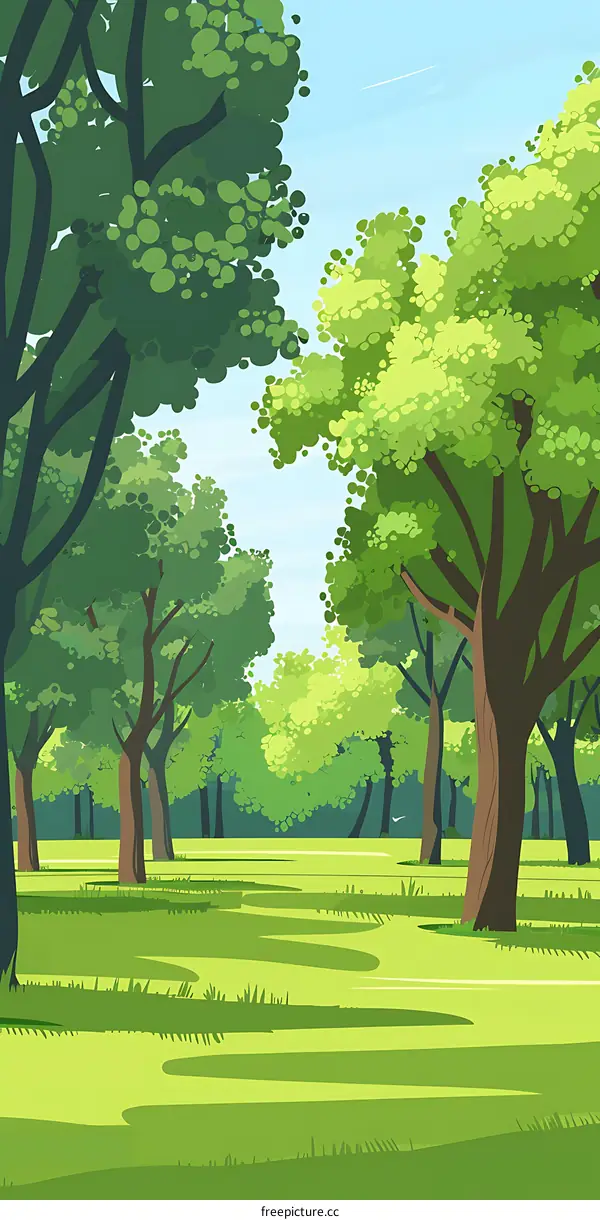 Green Forest Meadow Landscape Illustration