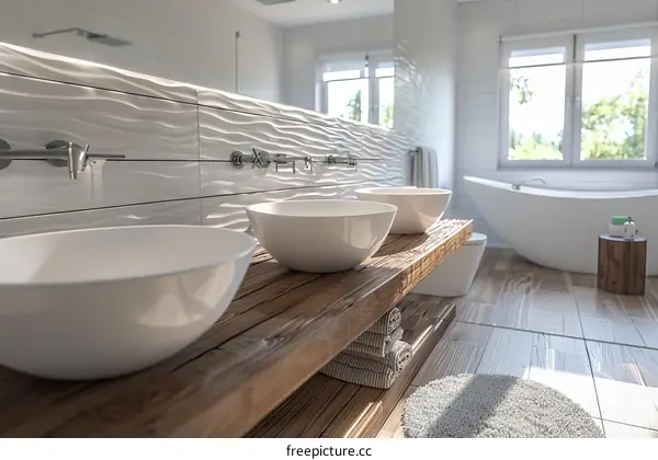 Modern Bathroom with Wooden Vanity