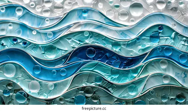 Abstract Blue and Green Glass Waves