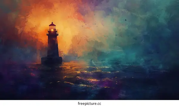 Lighthouse in Stormy Seascape