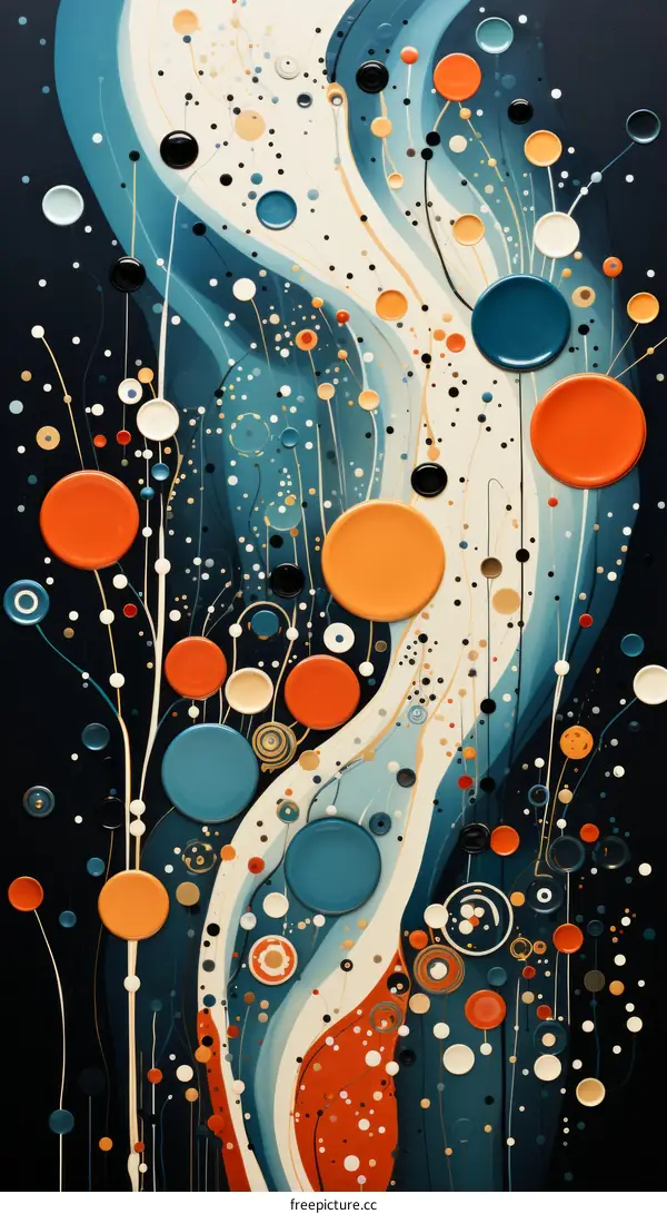 Abstract Colorful Painting with Circles and Dots