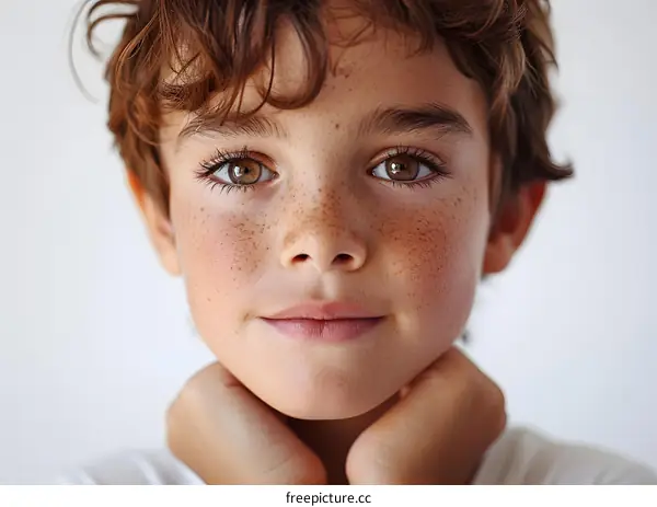 Portrait of a boy with freckles
