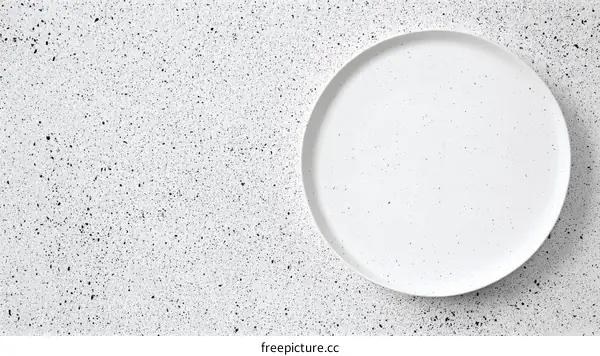 Empty White Plate on Speckled Surface