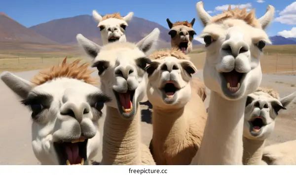 A group of funny llamas
