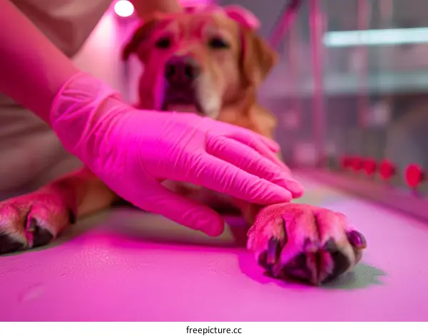Veterinarian Examining Dog's Paw