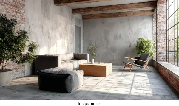 Industrial Loft Living Room Interior Design