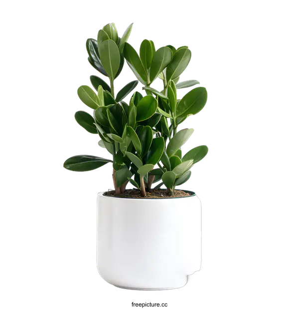 [Transparent Background PNG]Green Plant in White Pot Against White Background