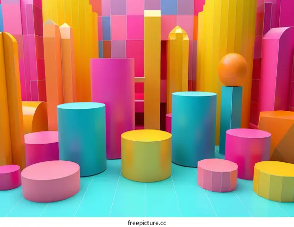 Colorful 3D Geometric Shapes Background