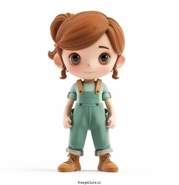 Cute Little Girl 3D Illustration