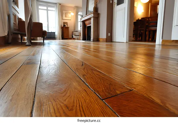 Polished Wooden Flooring in a Living Room