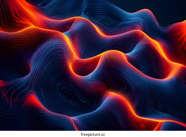Blue and orange abstract waves background