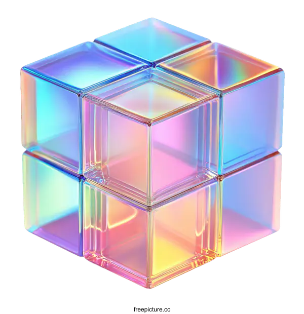 [Transparent Background PNG]Abstract Colorful Geometric Cube Composition