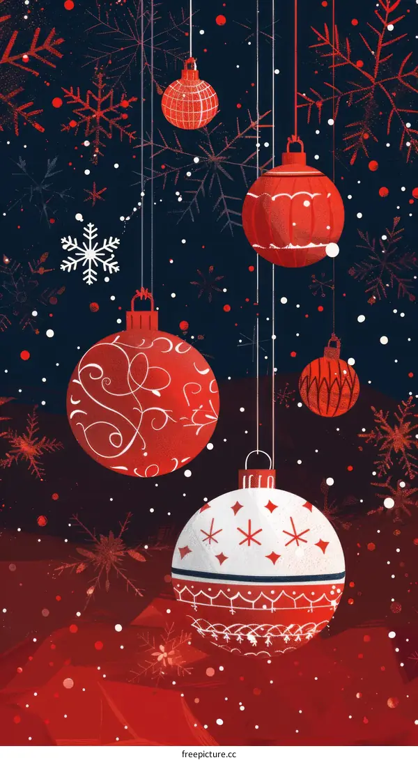 Red and White Christmas Ornaments Hanging on Leafless Branches