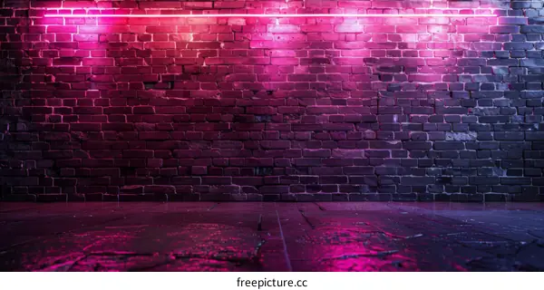 Grunge Brick Wall with Neon Lights