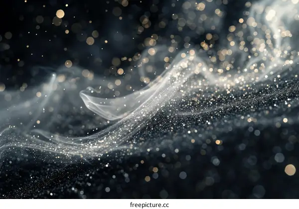 Smoke and Gold Glitter Particles Background