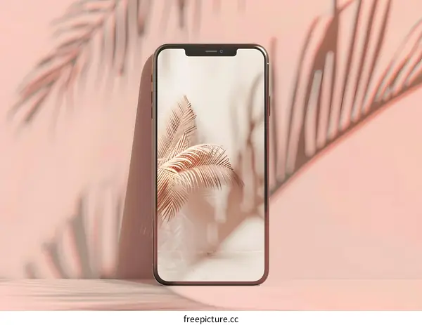 Golden Palm Leaf Phone Mockup