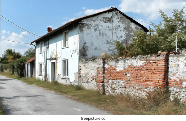 Abandoned House Exterior in Rural Area