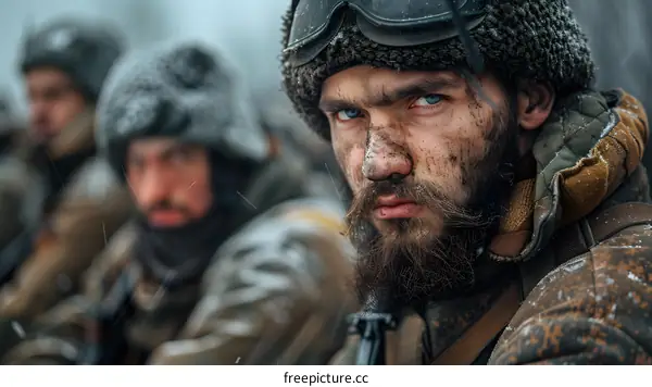 Portrait of a soldier in winter gear