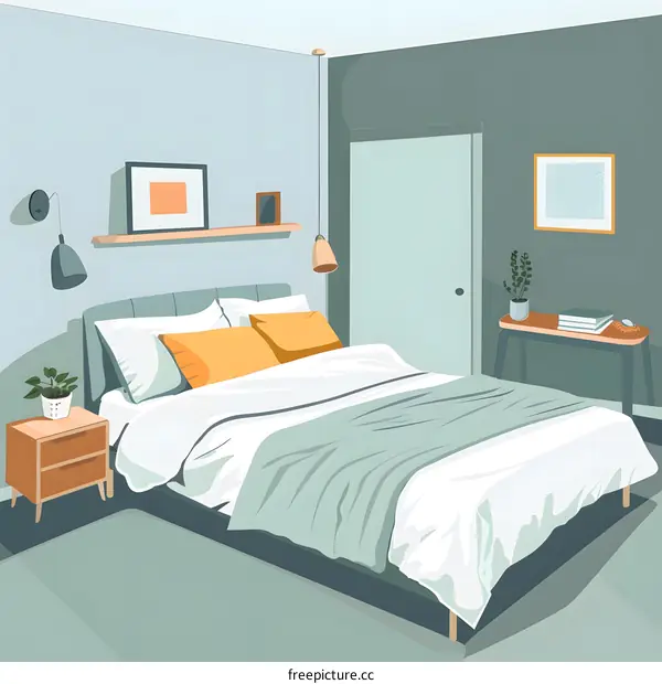 Minimalist Bedroom Interior Design with Grey and White Color Scheme