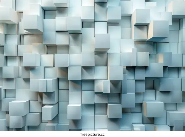 White Concrete Block Wall 3D Render