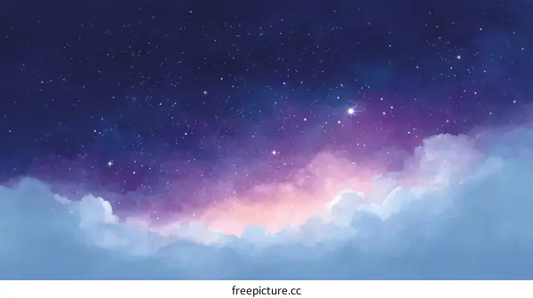 Starry Night Sky with Clouds Illustration