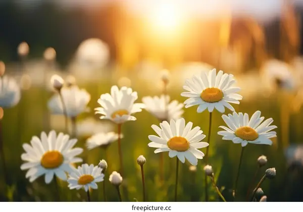 Field of Daisies at Sunset