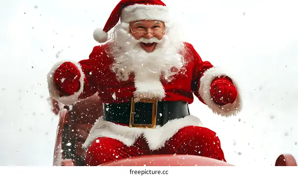 Santa Claus Riding a Sleigh in the Snow
