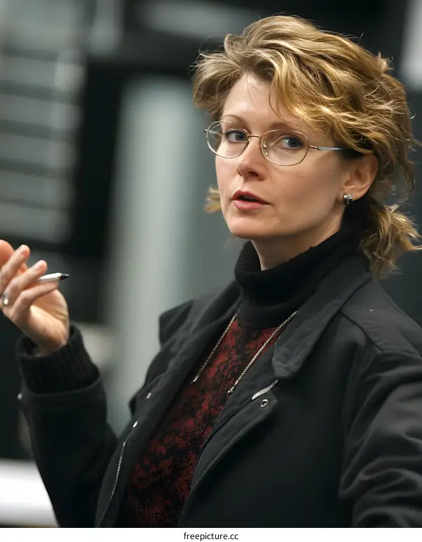 Woman with Blonde Hair and Glasses