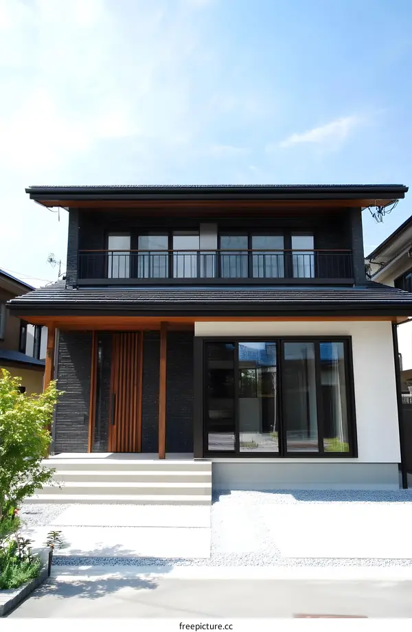Modern Two Story House with Black Brick Exterior