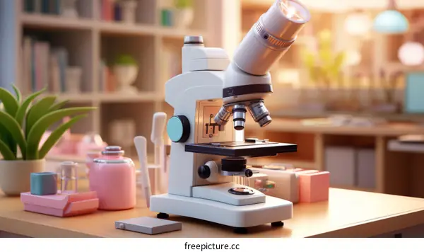 Microscope on a Laboratory Table