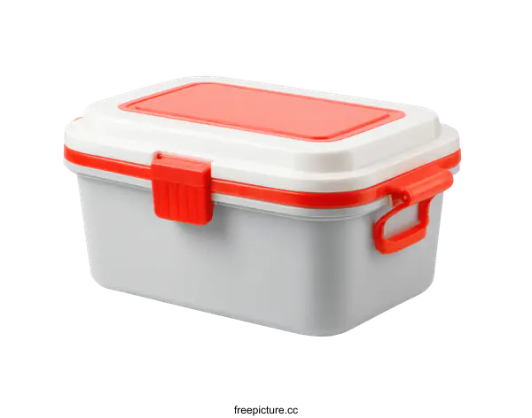 [Transparent Background PNG]Compact Plastic Storage Box with Red Trim