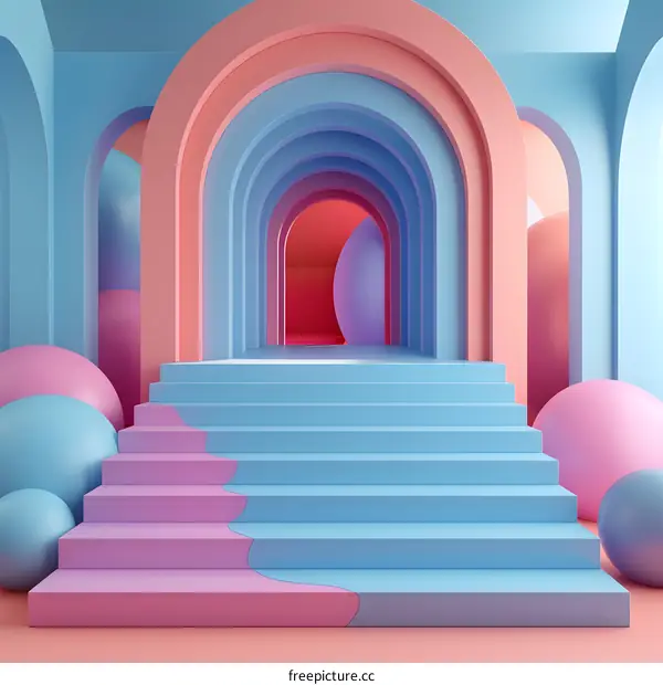 stairs with geometric shapes