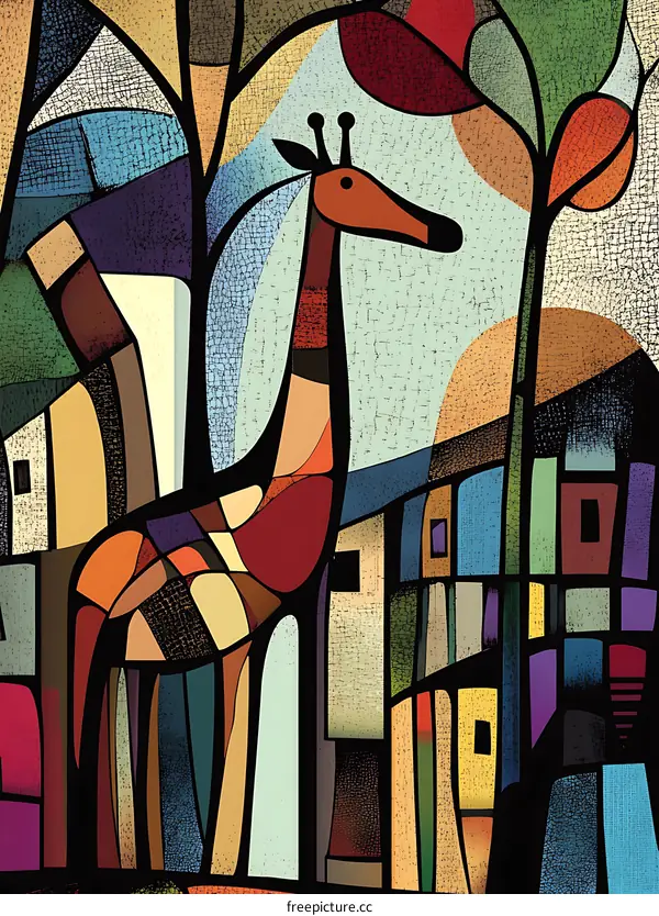 Abstract Geometric Giraffe Illustration