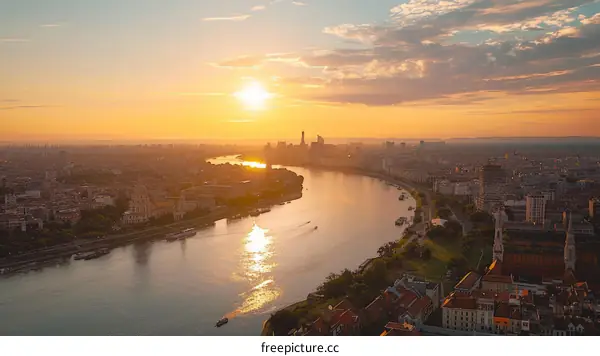 Novi Sad, Serbia: A Vibrant Cityscape at Sunset