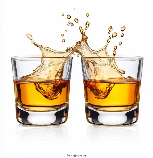 Whisky Splash in Two Glasses