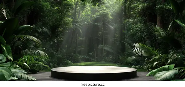 Tropical Forest Scene with Elevated Platform