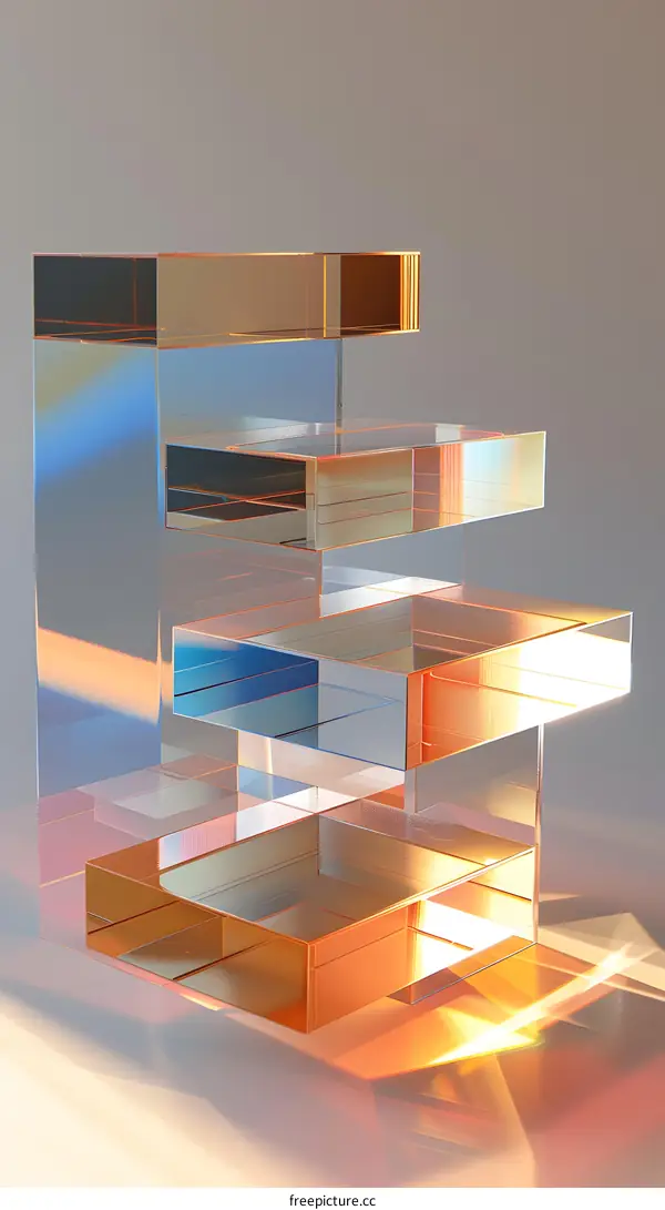 Abstract Glass Geometric Shapes Minimalist Background Design