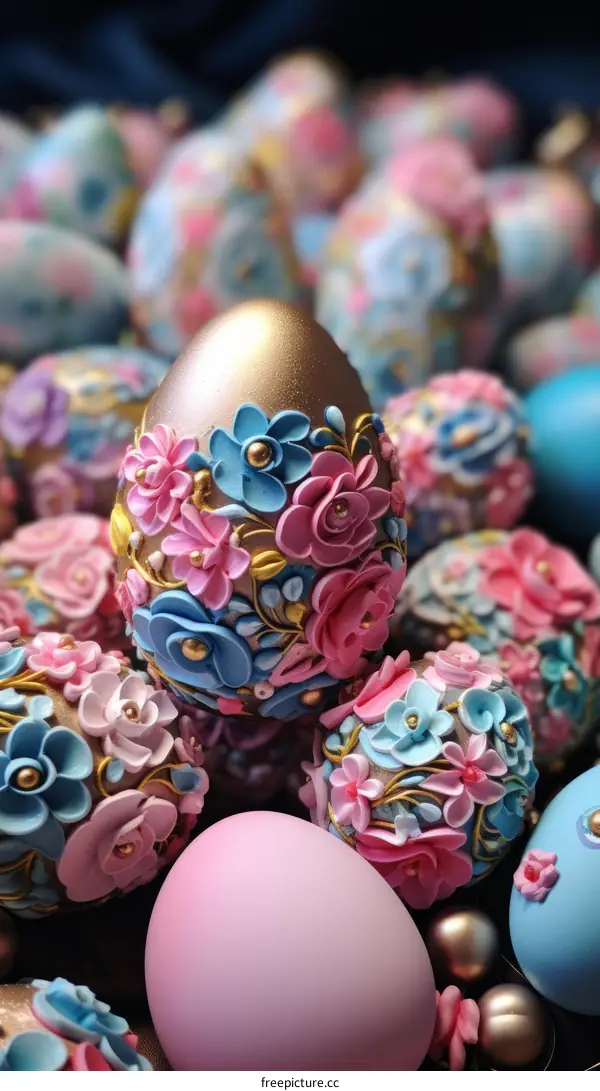 A beautiful image of Easter eggs decorated with flowers