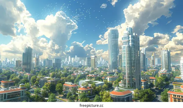Futuristic Cityscape Aerial View