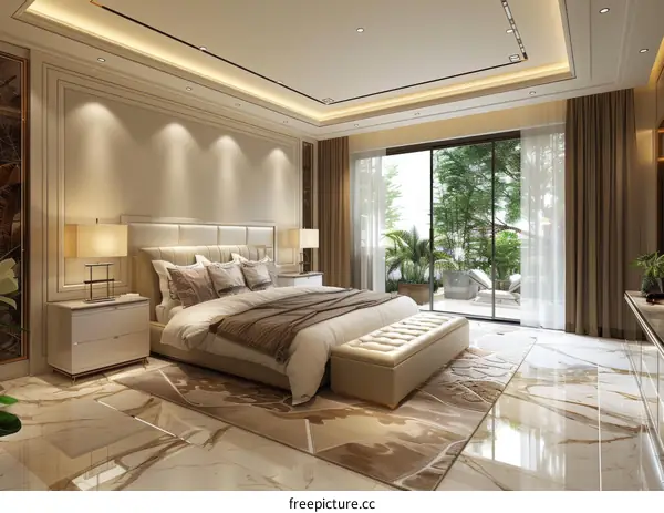 Luxurious Modern Bedroom with Balcony