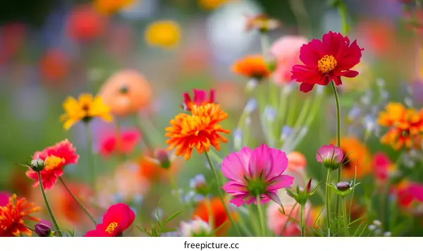 Colorful Flowers Blooming in a Field
