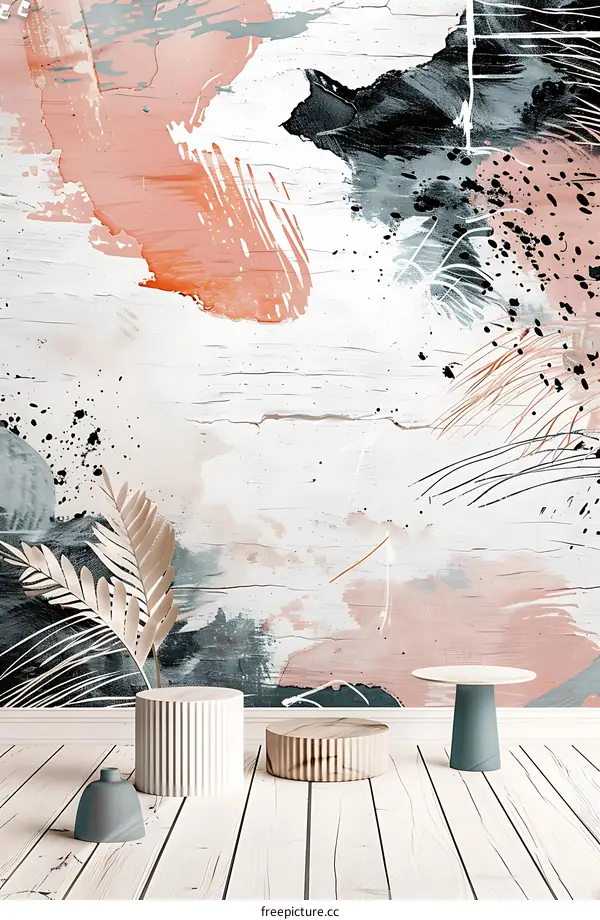 Abstract Art Background with Wooden Platform for Product Display