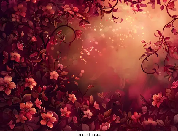 Illustration of red flowers and vines