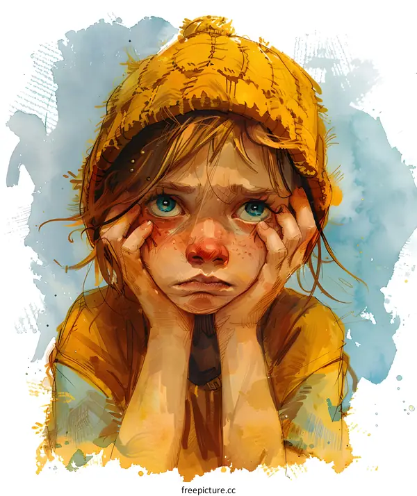 Little girl wearing a yellow beanie