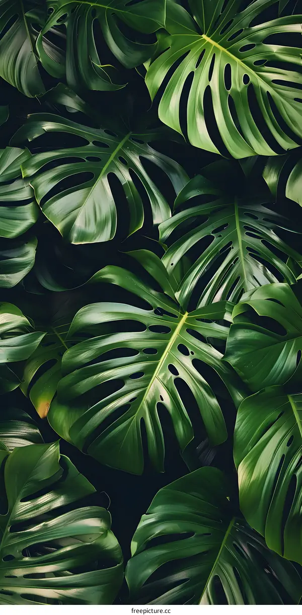 Green Monstera Leaves Tropical Plant Background