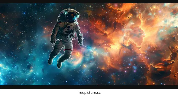 Astronaut in Space with Colorful Nebula