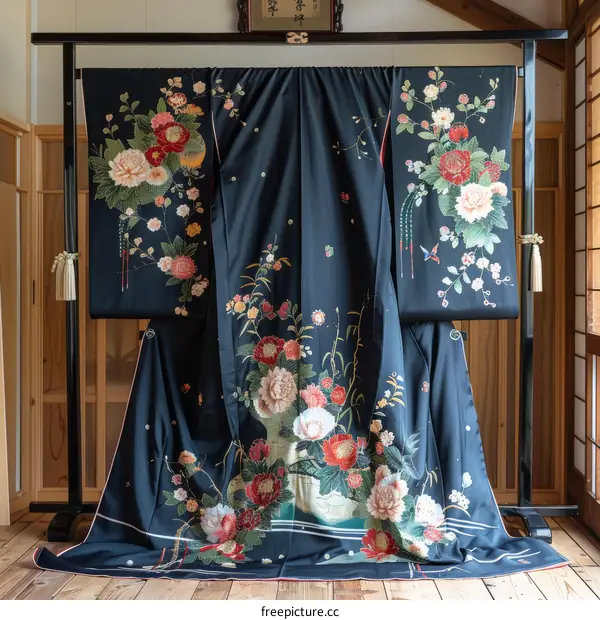 A kimono with a floral pattern