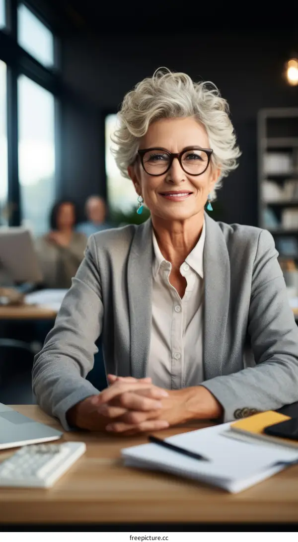 Confident businesswoman sitting at her desk in the office